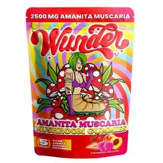 Amanita Muscaria Mushroom Gummies 2,500 mg - Strawberry & Nectarine Flavor (Wunder)