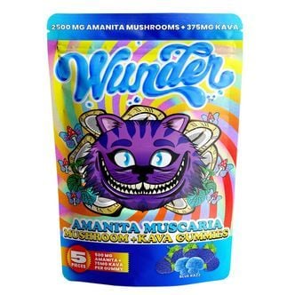 Amanita Muscaria Mushrooms + Kava Gummies 2,500 mg - Blue Razz Flavor (Wunder)