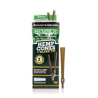 King Size Cones + Glass Tips 2PK (Hemper)