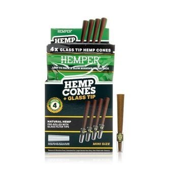 Hemp Cones 1¼ + Glass Tip 4PK (Hemper)