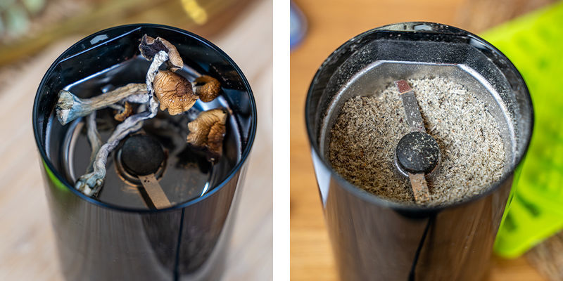 Use A Coffee Grinder Or Cannabis Grinder To Grind Your Magic Mushrooms Into A Fine Powder