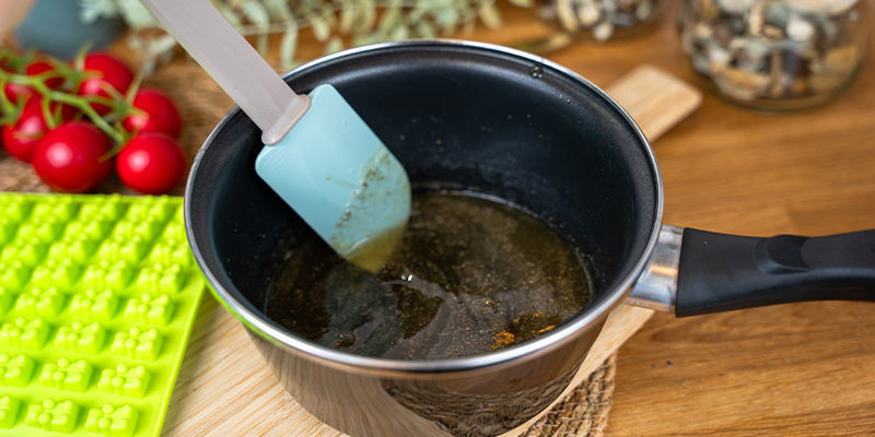 Remove The Saucepan From Heat And Add The Mushroom Extract To The Gummy Mixture