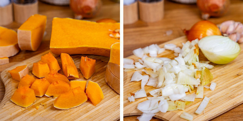 Chop The Butternut Squash, Onion, And Garlic. Set To One Side